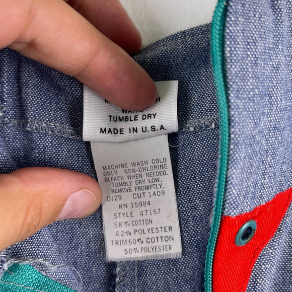 VINTAGE 80? Disney Winnie The Pooh Blue Red Bib Overalls Made in USA Baby 18-24M - Picture 4 of 14